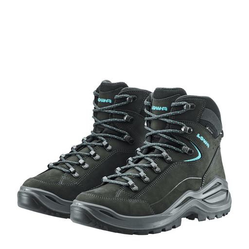LOWA Renegade EVO GTX Mid W naisten ulkoilukenkä, leveä lesti, asphalt/turquoise
